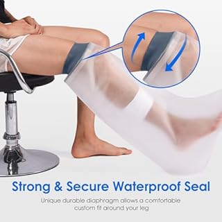 COMFYTHERA Grande housse imperméable pour plâtre de jambe pour douche et plaie des pieds, sac de douche étanche pour chirurgie de la cheville, brûlures de pieds réutilisable, garde les plaies au sec
