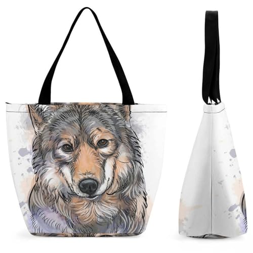 Sac à bandoulière chien noir brun avec grand volume de rangement de 18cm