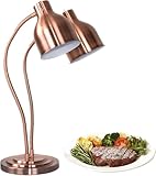 Lámpara de calentamiento de doble cabezal: el calentador de alimentos independiente de doble cabezal tiene una manguera que gira libremente 360° y la posición de la cubierta de la lámpara se puede ajustar.