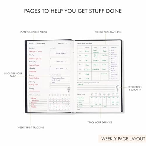 Image of Undated Daily Planner & Organizer | Really Really | A5 Hardcover with Goal Setting Pages | 100 GSM,260 Pages | 2-Page Daily Layout for Planning & Notes | Activity Tracker