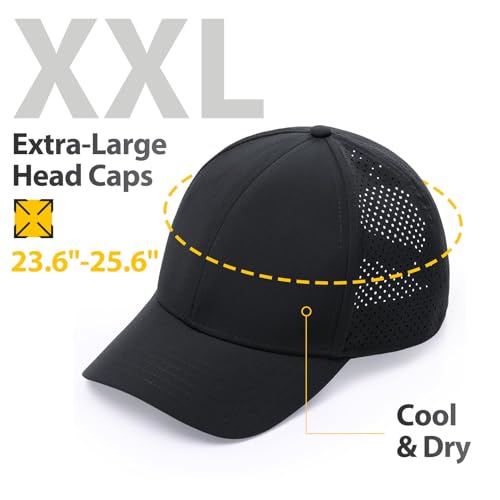 Image of LiuSuper XXL Oversized Quick Dry Baseball Cap for Men & Women Big Heads, Adjustable Unisex Sports Performance Sun Hat One Size for Golf, Running, Workout Dark Grey
