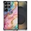 Marble Pink Blue Rainbow Swirls Gold Glitter