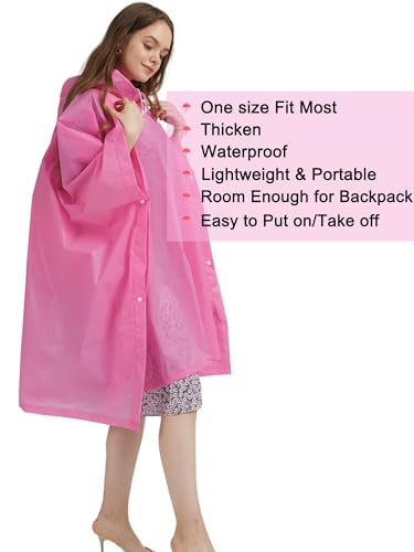 Rain Ponchos for Adults, 2 Pack Raincoats Jacket Reusbale with Drawstring Hood Sleeves for Women Men4