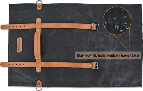 Image of WELKINLAND 14-Pocket Leather Knife Roll - Canvas Design, Chef Knife Holders, Knife Roll Bag for Pocket Knives