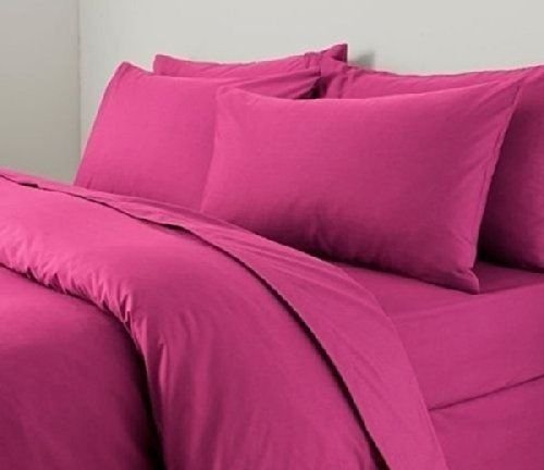 AR Latest Flat Bedsheet Plain Dyed Polycotton Smooth Fabric (Single, Fuschia)