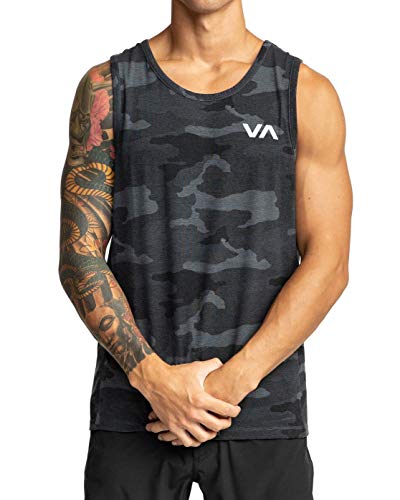 RVCA Men's Sport Vent 4-Way Stretch Tank Top (Camo, Medium)