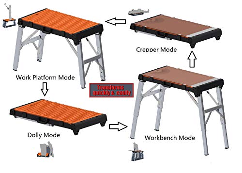 WINTOOLS 4-in-1 Multi-Function Portable Folding Workbench/Scaffold Platform/Creeper Carrier/Hand Truck - Image 2