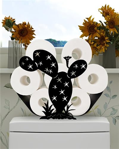 Cute Cactus Bathroom Toilet Paper Roll Holder Stand, Metal Free-Standing Black Toilet Paper Holders, 8 Rolls of Paper Roll Storage, Bathroom Decor Accessories