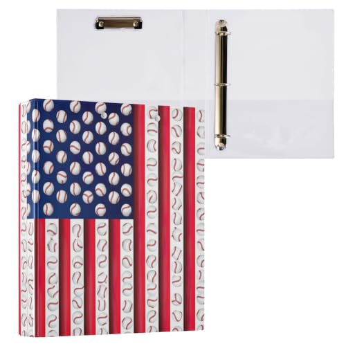 Classeur 3 anneaux baseball drapeau américain 3,8 cm à poches