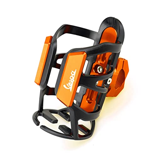 Univesal Motorcycle Cup Holders for Vespa 125 VNA-TS PX80-200/PE/Lusso Motorcycle CNC Accessories Beverage Water Bottle Drink Cup Holder Mount (Color : Orange)