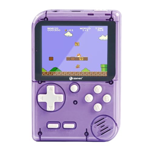 Image of Sameo Handheld Video Game Console, Dreamboy Retro Mini Game with 500 Classic Retro Game TV Compatible for Kids, Rechargeable 8 Bit Classic (Ice Purple)