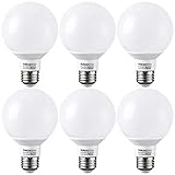 G25 Globe led Bulb Dimmable 7W 60W Equiv, Vanity Style Warm White 2700K for Makeup, Pendant, Bathroom, Dressing Room Decorative Light, 3 YEAR WARRANTY, Pack of 6