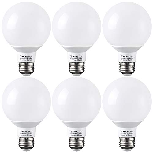 TORCHSTAR G25 LED Globe Light Bulbs, Dimmable, 2700K Soft White, Vanity Light Bulb, UL & Energy Star Listed, E26 Base, Pack of 6
