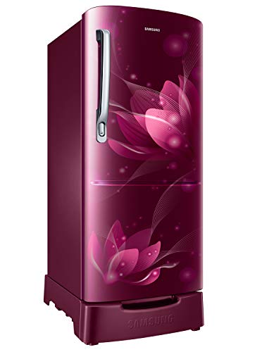 Image of Samsung 192 L 2 Star Direct Cool Single Door Refrigerator Appliance (RR20A281BR8 /NL, SAFFRON RED, Base stand drawer)