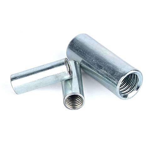 5 Pcs M12 x 1.75 x 36mm Long Rod Coupling Round Rod Nut Connector Zinc Plated Joint Nut Industrial Construction Fasteners