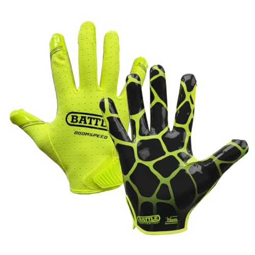 Battle Doom Speed Receiver Gloves, Giraffe - Solar Neon/Black, Adult Small