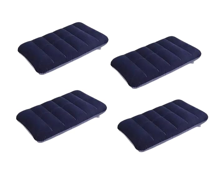 Click2Store Rubberized Cotton Small Squared Travel Flocked Fabric Air Pillow, Compact, Comfortable and Inflatable, Used for Neck & Lumbar Support, Camping and Hiking, Blue Color, 4 PCS-image-16