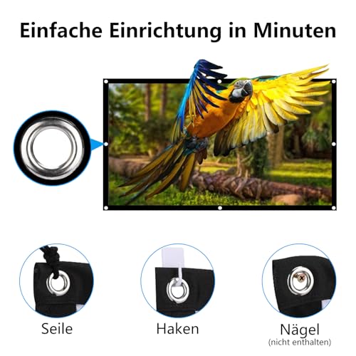 IN&VI Leinwand Beamer,16: 9 HD Projektor Leinwand,Tragbare Faltbar Anti-Falten Doppelseitige Beamer Leinwand Outdoor für Camping,Heimkino,Schule,Treffen (120 Zoll Format 16:9)