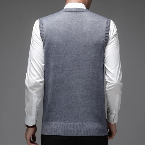Men's Sweater Vest Basic Sleeveless V-Neck Buttons Down Cable Knitted Cardigan Vest2
