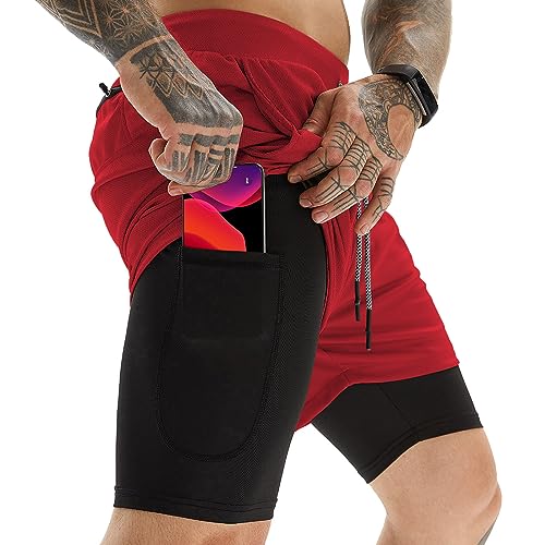 Image of OEBLD Mens Athletic Shorts 2-in-1 Gym Workout Running 7'' Shorts with Towel Loop
