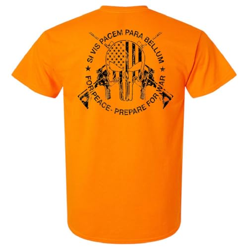 Gadsden and Culpeper Si Vis Pacem para Bellum T Shirt - Pray for Peace Prepare for War Shirt - Peace Through Strength Shirt - 100% Cotton - Hi-Viz Orange M