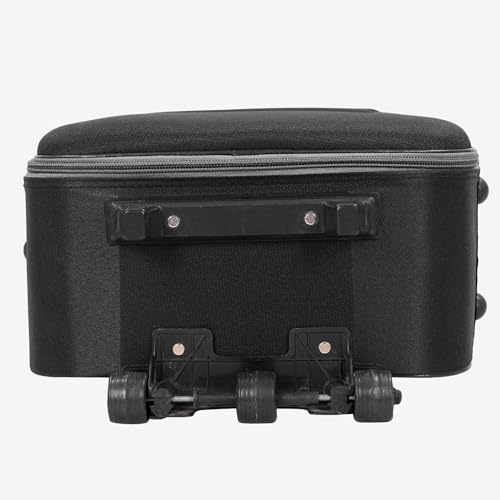 Image of Trolley Bag 20 Inch Cabin Size | Soft Shell Travel Suitcase with Reinforced Stitching Lightweight Fabric Luggage for Flight Cabin | Blue (Black)