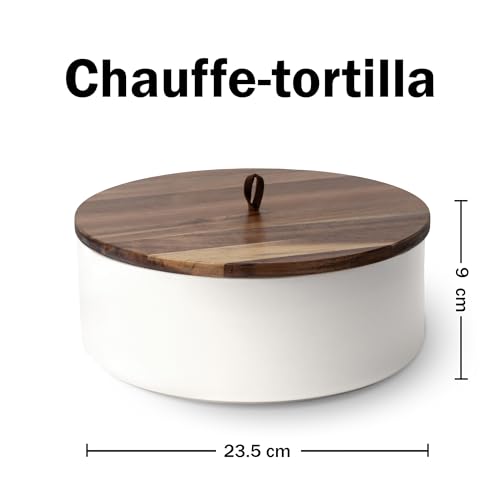 Tortillada - Réchauffeur de tortillas en céramique avec couvercle 23,5 cm, réchauffeur de pain, réchauffeur de crêpes, porte-tortillas avec couvercle - Passe au micro-ondes – vue 3