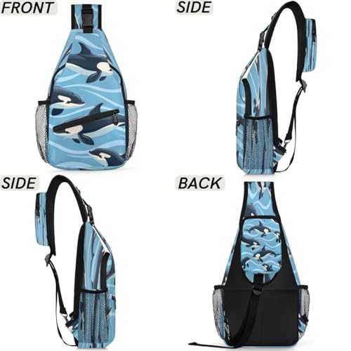 Bolso tipo sling unisex viaje y senderismo delfines miniatura 6