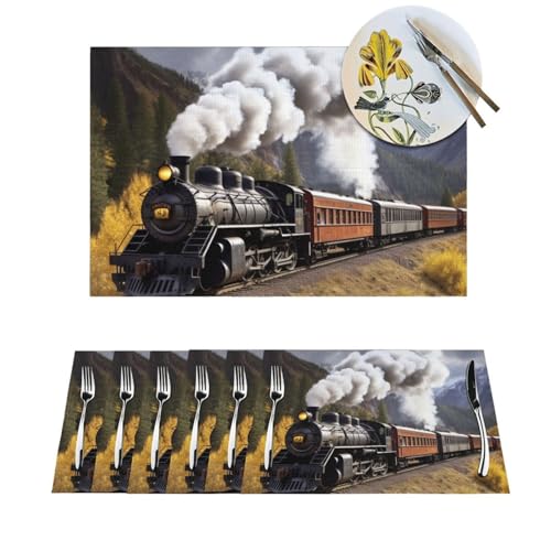 Set de table lavable PVC train napperon cuisine antidérapant résistant chaleur x4 - 2