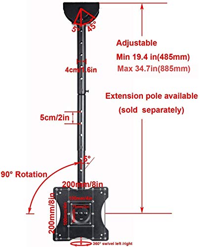 Videosecu Lcd Led Drop Bracket Ceiling Mount For Vizio 32" To 65" E320Va E370Vl E420Vo E470Vl M471I-A2 E470I-A0 Lcd Hdtv Display 1Vx #TOP1