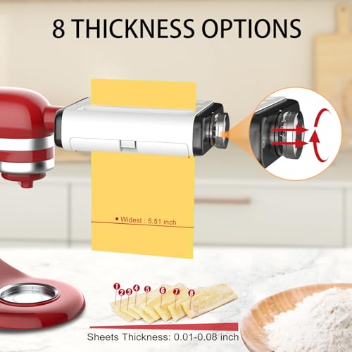 Image of Pasta Maker Attachment for All Kitchenaid Mixers, Noodle Maker Kitchen Aid Mixer Accessories 3 In 1 Including Dough Roller Spaghetti Fettuccine Cutter - Homemade Fresh Pasta Easily!