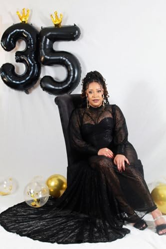 Image of 50 Balloon 40 inch Black Number Balloons for 50th Birthday Party Decoration | Saturated Color, Large 40 inch, With Inflation Straw & Hanging Holes, Great for Men's Birthday, Gothic Theme Party, Halloween