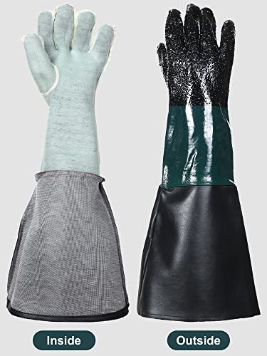2 Pairs 23.6 Inch Rubber Sandblast Cabinet Gloves Heavy Duty Sandblaster Gloves Large Sand Blast Cabinet Sandblasting Gloves With Particle For Abrasive Sandblasting Equipment Sand Blasting Machine #TOP2