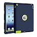 iPad 4 Case, Vogue Shop 3in1 Hybrid Case Cover for iPad 2 3 4 Hard Cover for iPad 2 3 4 Printed Design Pc+ Silicone Hybrid High Impact Defender Case Combo Hard Soft Case Cover (Navy+Green)