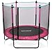 meteor kindertrampolin 140 cm mit sicherheitsnetz Trampolin für Kinder ab 3 Jahre Indoor Outdoor gartentrampolin stabil kompakt rutschfest rosa bis 50 kg