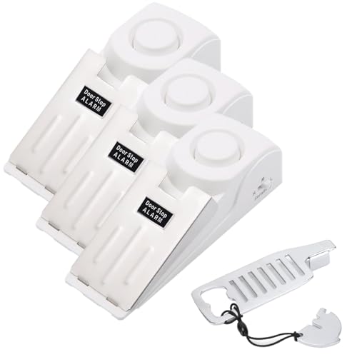 Mengshen Kit de bloqueo de alarma de tope de puerta de hotel, alarma portátil de doble protección, alarma de 120 dB, alarma para viajes, seguridad de hotel, vivienda de alquiler