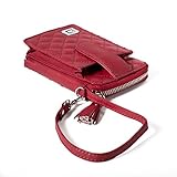 RFID Wallet Wristlet with Front Pocket in Leather - RFID Blocking Wallets for Women (Red)