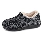 ULTRAIDEAS Hausschuhe Damen Plüsch Slippers Winter Wärme Pantoffeln Bequeme Memory Foam Filzpantoffel Gemischte Baumwolle Non-Slip Gummisohle im Innen- und Außenbereich,Schwarz Grau,41EU…