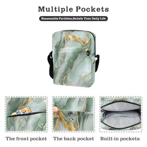 messenger bags over the shoulder bags for men Women's Purse Adjustable Strap for business business- Marble Green Grey2