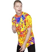 aofmoka Neon Glow Blacklight UV Reactive Party Rave Handmade Art Tee Sport Top Workout Shirt Wome...