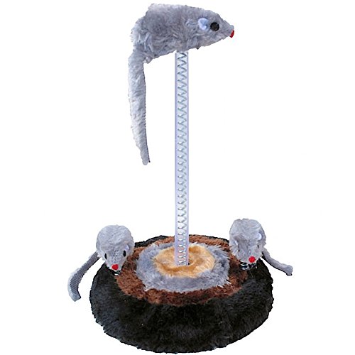 BAKAJI Gioco per Gatto Tiragraffi con 3 Topi 15 x 26 cm Play Set Gatti Giochi Passatempo Animali