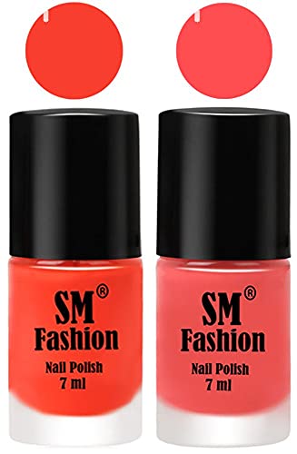 Image of Long Lasting Nail Polish | Nail Paint Combo 7 ml Each) - Set of 2 Light Orange-Peach Pink