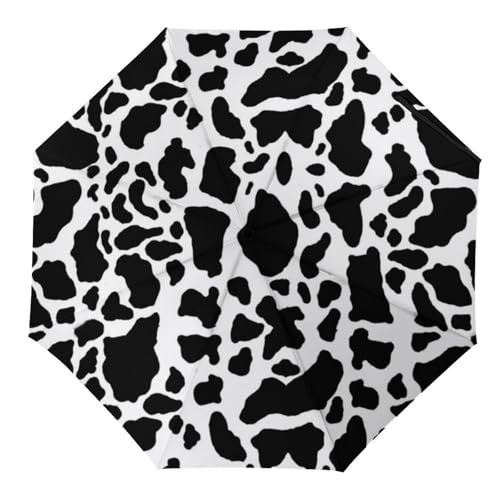 Parapluie pliant automatique et coupe-vent imprimé vache