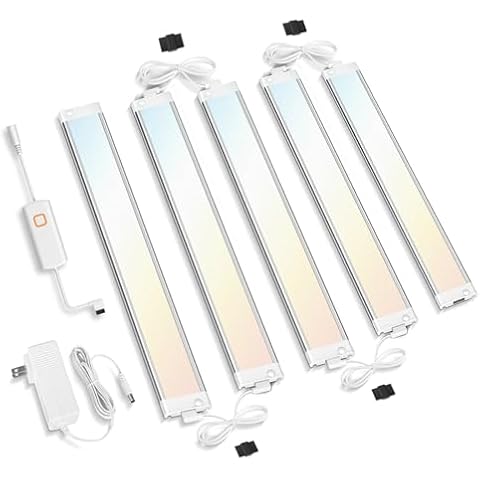 MYPLUS LED Under Cabinet Lighting Kit 5 CCT, 9W, 1500 Lumens, 12 Inch Light Bars, Bluetooth Plug-in Under Counter Lights for Kitchen Pack of 5 Cover