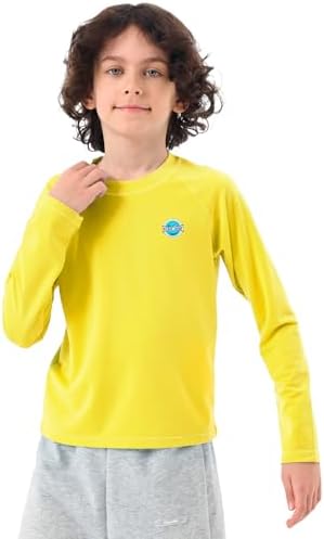 Boys Rash Guard Swim Shirts - Long Sleeve UPF 50+ Sun Shirts for Toddler Kids, Sun Protection SPF Water Surfing Shirts