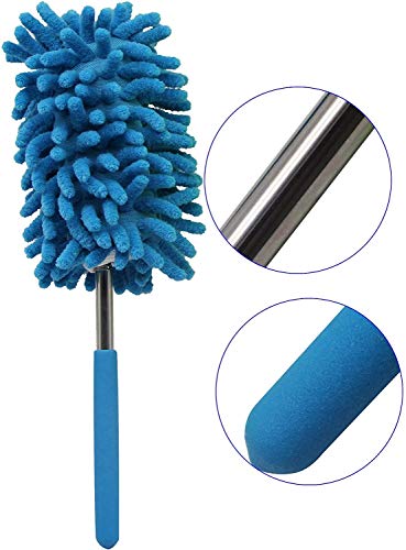 Image of Microfiber Retractable Cleaning Dust Remover, Removable and Cleanable Hand-held Dust Remover, Used to Clean Offices, Cars, Windows, Etc. (2 Pack, Blue+Green)