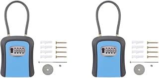 Juego de 2 cajas de almacenamiento para llaves, resistentes a la intemperie, multifuncionales, resistentes, color azul