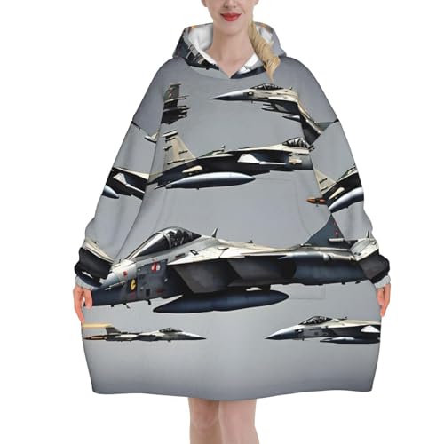 Couverture à capuche adultes EdWal plaid imprimé avions de chasse