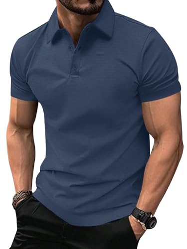 ZITY Mens Polo Shirts Short Sleeve Performance Moisture Wicking Work Golf Shirt Dark Grey