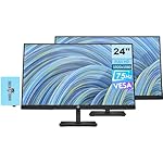 HP V24v G5 FreeSync Monitor 65P62AA#ABA Bundle with Docztorm Dock, 24" FHD VA (1920x1080) 75Hz Display, 1 HDMI 1.4, VESA Mount (100x100mm), Ideal for Home & Business, Black (2025 Latest Model) (2Pack)